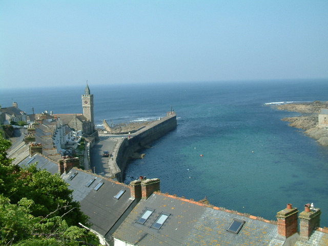 The institute and breakwater, Porthleven. 30 May 2003.